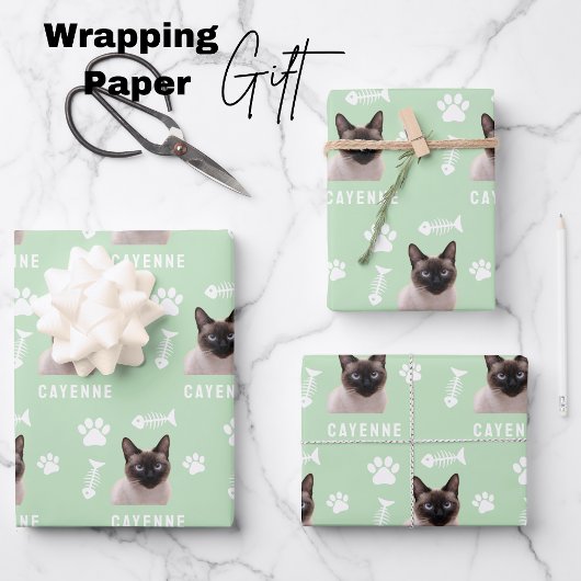 Custom Cat Pet with Photo & Name Inpakpapier Vel