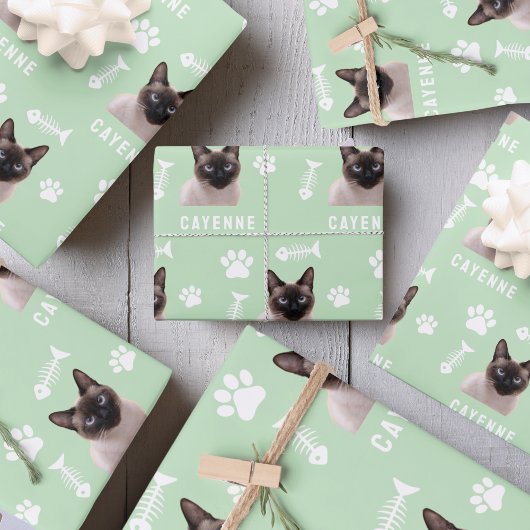 Custom Cat Pet with Photo & Name Inpakpapier Vel