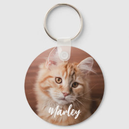 Custom Cat Photo and Name Script Sleutelhanger
