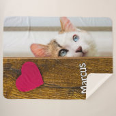 Custom Cat Photo Blanket with Pet's Name Sherpa Deken (Voorkant (horizontaal))