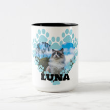 Custom Cat Photo Coffee Mok met naam