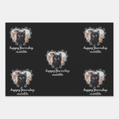 Custom Cat Photo Paw Print Pet Verjaardag Zwart Inpakpapier Vel (Voorkant)