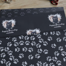 Custom Cat Photo Paw Print Pet Verjaardag Zwart