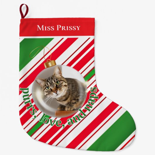 Custom Cat Photo Stocking Spint liefdesdutjes Grote Kerstsok (Voorkant)