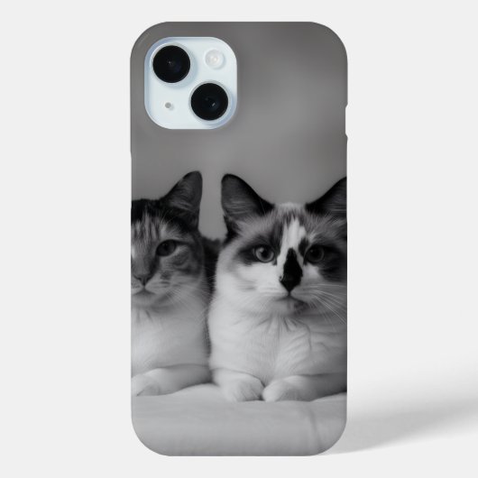 Custom Cat Portrait iPhone 15 Slim Fit Case  (Achterkant)