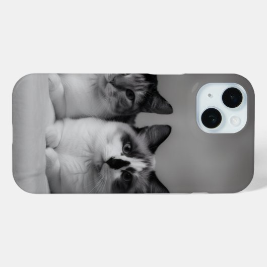 Custom Cat Portrait iPhone 15 Slim Fit Case (Achterkant (horizontaal))