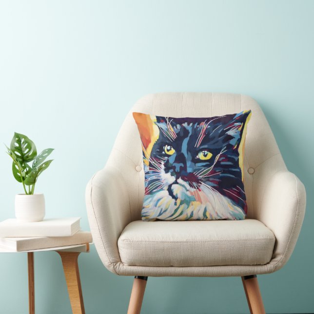 Custom Cat Portrait Painting - Forever Loved Pet Kussen (Stoel)