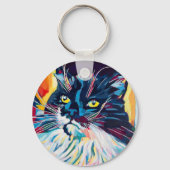 Custom Cat Portrait Painting - Forever Loved Pet Sleutelhanger (Voorkant)