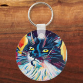 Custom Cat Portrait Painting - Forever Loved Pet Sleutelhanger (Voorkant)