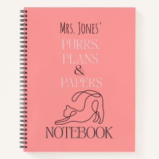 Custom Cat Teacher | Purrs Plans Papers Notitieboek