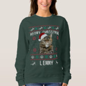 Custom Cat Ugly Christmas Sweatshirt with Photo (Voorkant)