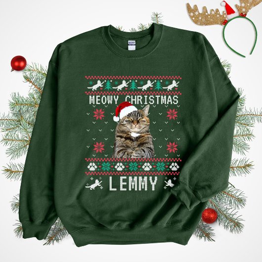 Custom Cat Ugly Christmas Sweatshirt with Photo