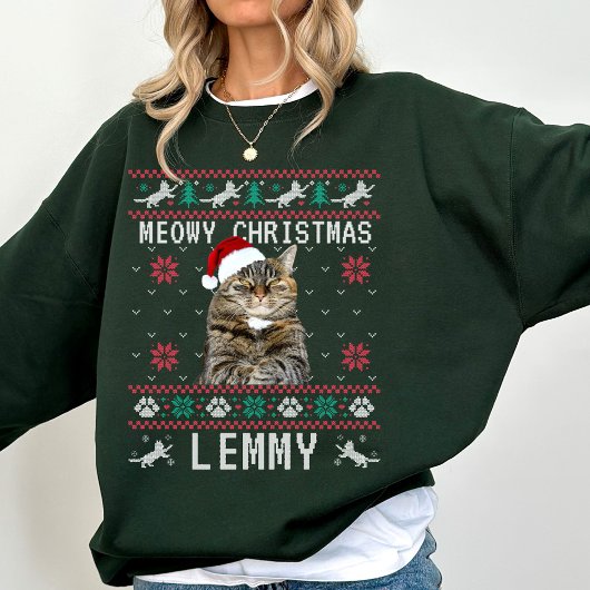 Custom Cat Ugly Christmas Sweatshirt with Photo