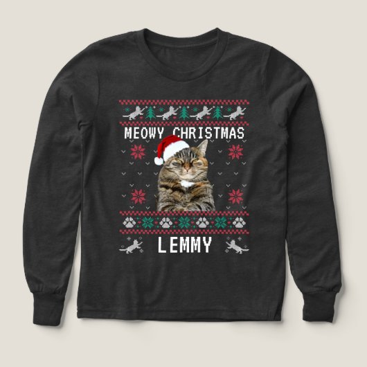 Custom Cat Ugly Christmas Sweatshirt with Photo (Voorkant)