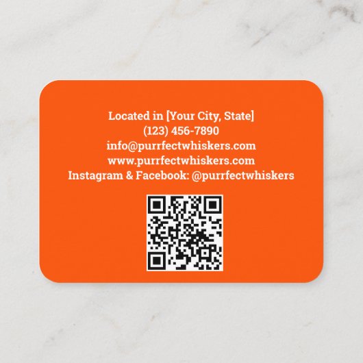 Custom Cattery Business Card – Orange  Visitekaartje (Achterkant)