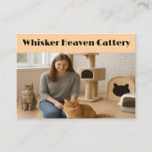 Custom Cattery Business Card with Photo  Visitekaartje (Voorkant)