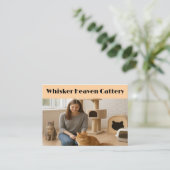 Custom Cattery Business Card with Photo  Visitekaartje (Staand voorkant)