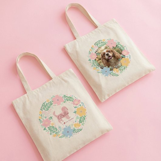 Custom Cavalier King Charles Spaniel Pastel Pink Tote Bag