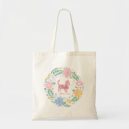 Custom Cavalier King Charles Spaniel Pastel Pink Tote Bag (Voorkant)