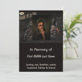 Custom Celebration of Life Service Invite Biker Kaart (Staand voorkant)