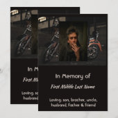 Custom Celebration of Life Service Invite Biker Kaart (Voorkant / Achterkant)