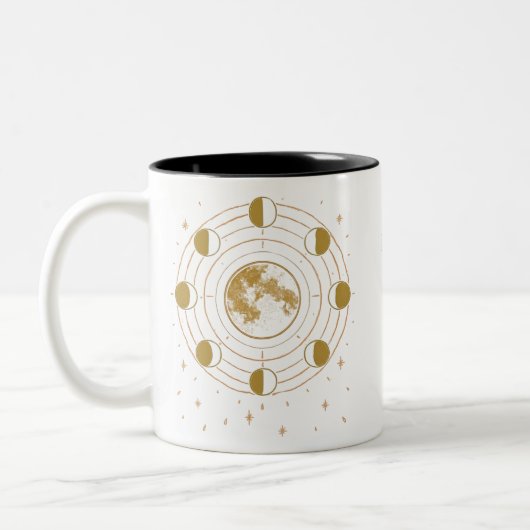Custom Celestial Moon Phase Mug Tweekleurige Koffiemok (Links)