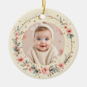 Custom Celestial Starry Baby First Christmas Photo Keramisch Ornament (Voorkant)