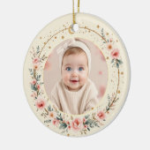 Custom Celestial Starry Baby First Christmas Photo Keramisch Ornament (Links)