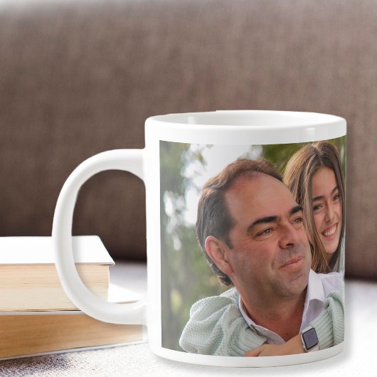Custom Ceramic Mug for Dad – Black and White Grote Koffiekop