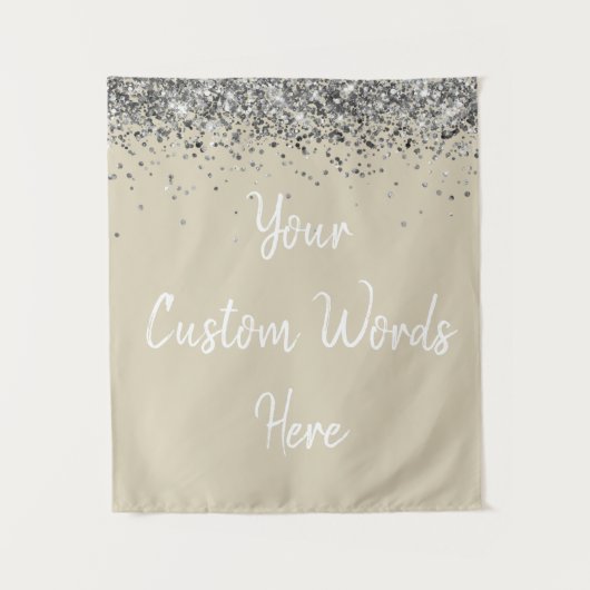 Custom Champagne & Silver Personalized Photo Booth Wandkleed (Voorkant)