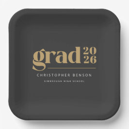 Custom Charcoal Gray Gold 2026 Graduation Papieren Bordje