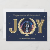 Custom Charles Spaniel Hond Navy Gold Joy Christma Feestdagenkaart (Voorkant)