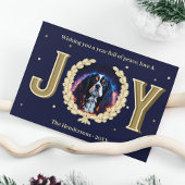 Custom Charles Spaniel Hond Navy Gold Joy Christma Feestdagenkaart