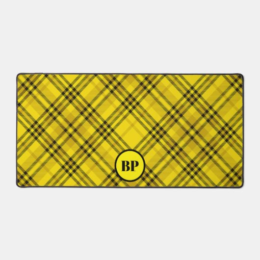CUSTOM CHECK PLAID ELEGANT GEEL ZWART BUREAUMAT (Voorkant)