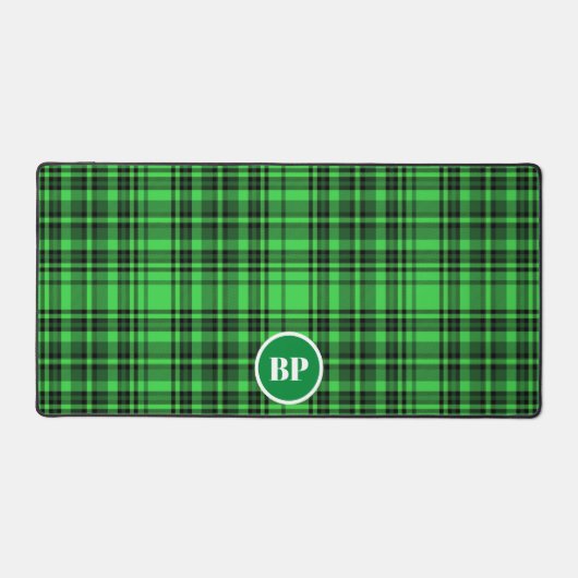 CUSTOM CHECK PLAID ELEGANT GROEN ZWART BUREAUMAT (Voorkant)
