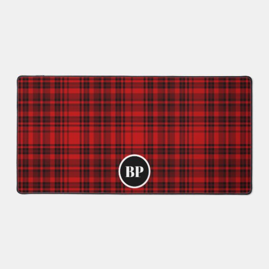 CUSTOM CHECK PLAID ELEGANT ROOD ZWART BUREAUMAT (Voorkant)