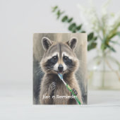 Custom Check up Reminder Dentist Fun Raccoon Briefkaart (Staand voorkant)