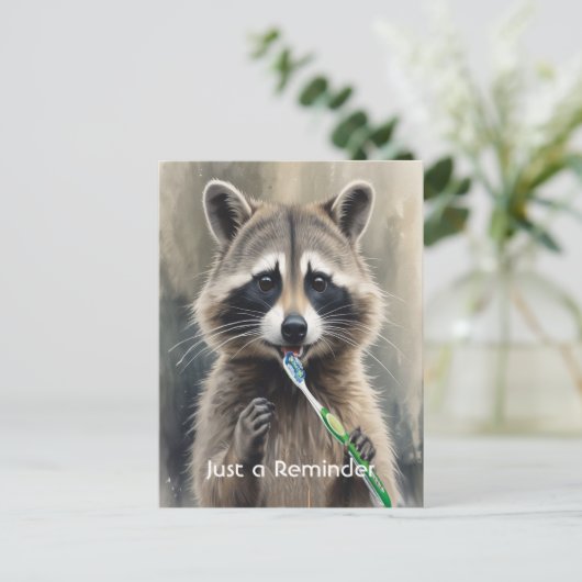 Custom Check up Reminder Dentist Fun Raccoon Briefkaart (Staand voorkant)