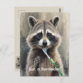 Custom Check up Reminder Dentist Fun Raccoon Briefkaart (Voorkant / Achterkant)