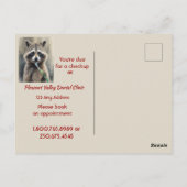 Custom Check up Reminder Dentist Fun Raccoon Briefkaart (Achterkant)
