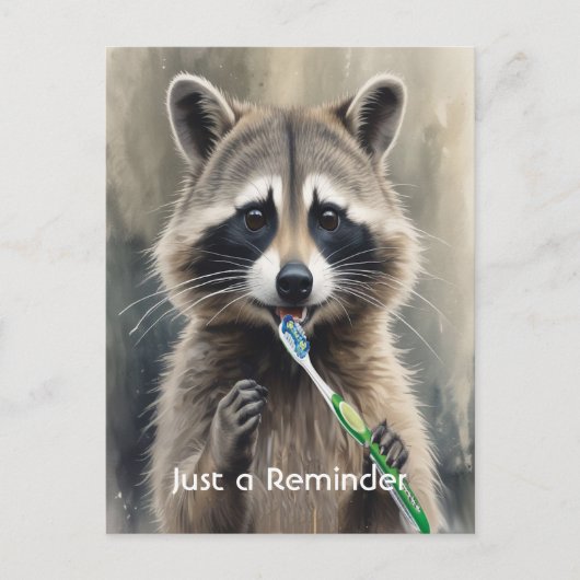 Custom Check up Reminder Dentist Fun Raccoon Briefkaart (Voorkant)