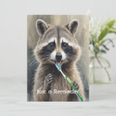 Custom Check up Reminder Dentist Fun Raccoon Kaart (Staand voorkant)