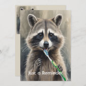 Custom Check up Reminder Dentist Fun Raccoon Kaart (Voorkant / Achterkant)