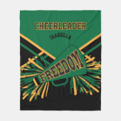 Custom- Cheerleader 📣 - Donkergroen, Goud & Zwart Fleece Deken (Voorkant)