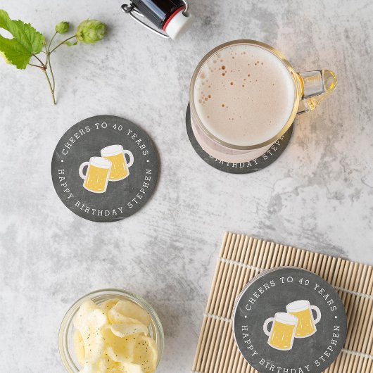 Custom Cheers Milestone Verjaardagsfeestje Ronde Kartonnen Onderzetter