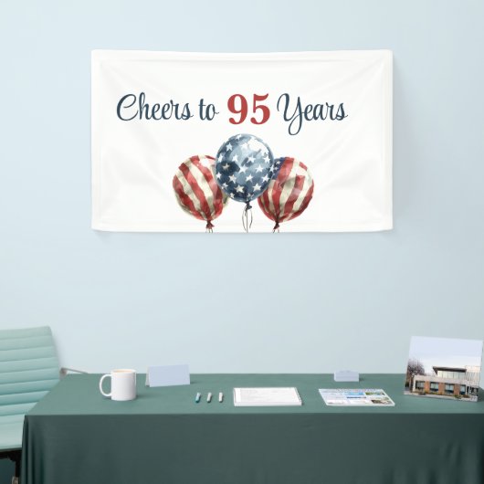 Custom Cheers to 95 Years Birthday Party Spandoek (Beurs)