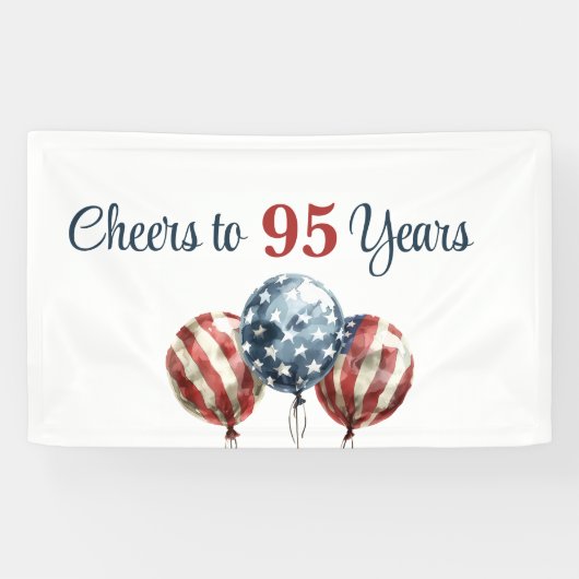 Custom Cheers to 95 Years Birthday Party Spandoek (Horizontaal)