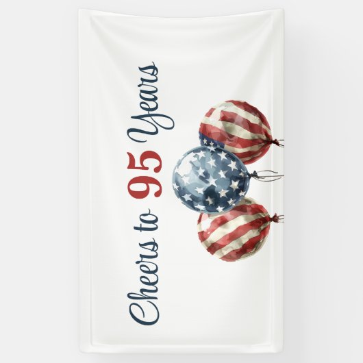 Custom Cheers to 95 Years Birthday Party Spandoek (Verticaal)