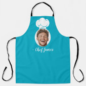 Custom Chef met Foto & Naam Koken Gift Blauw Schort (Voorkant)