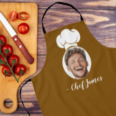 Custom Chef met Foto & Naam Koken Gift Brown Schort